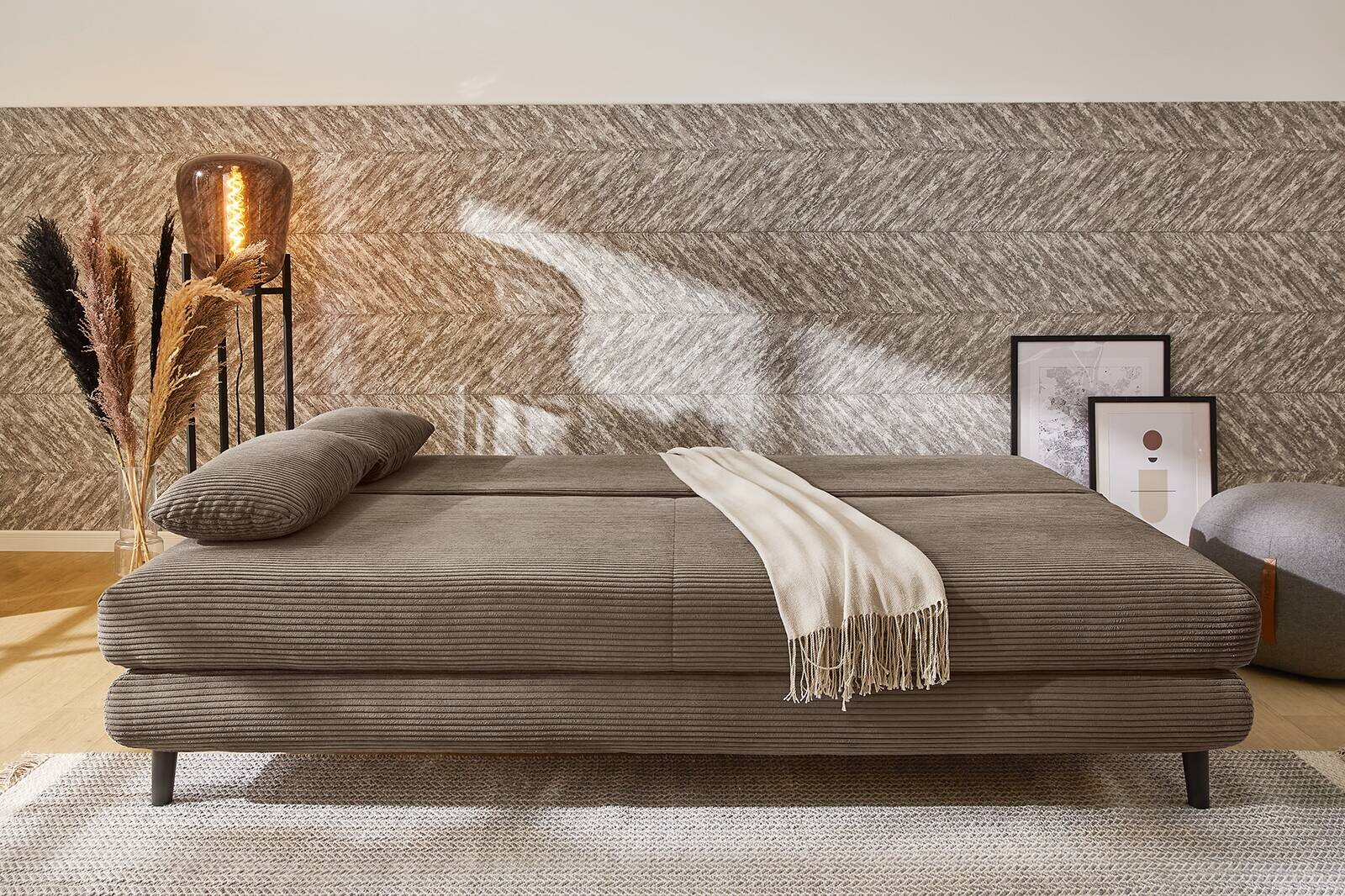 Schlafsofa taupe Microfaser B/H/T: ca. 202x74x99 cm