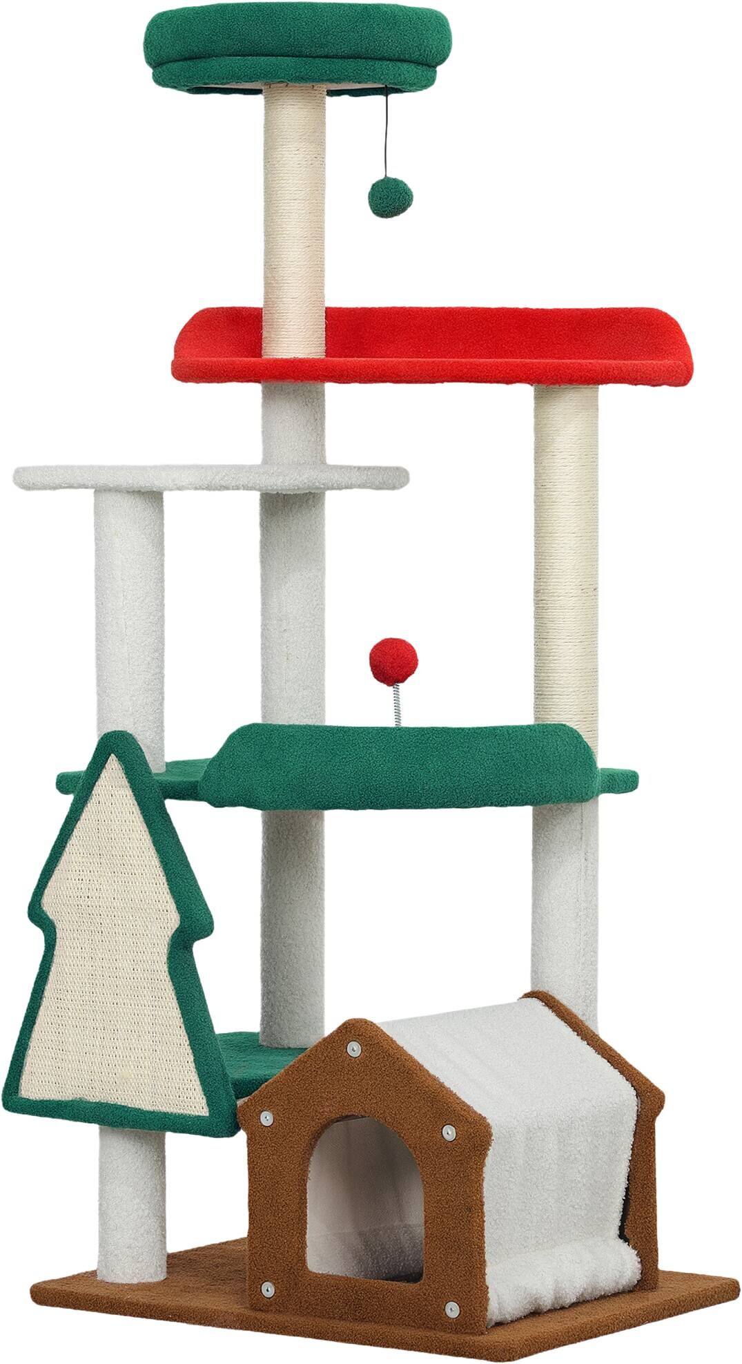 PawHut Kratzbaum mehrfarbig Spanplatte B/H/L: ca. 45x135x60 cm