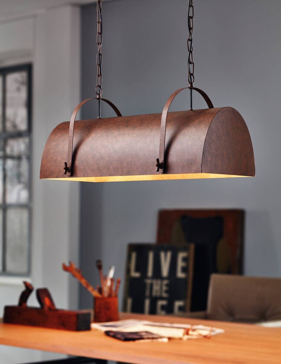 Eglo Pendelleuchte Deerhurst braun Stahl B/H/L: ca. 28x110x70 cm E27 2 Brennstellen