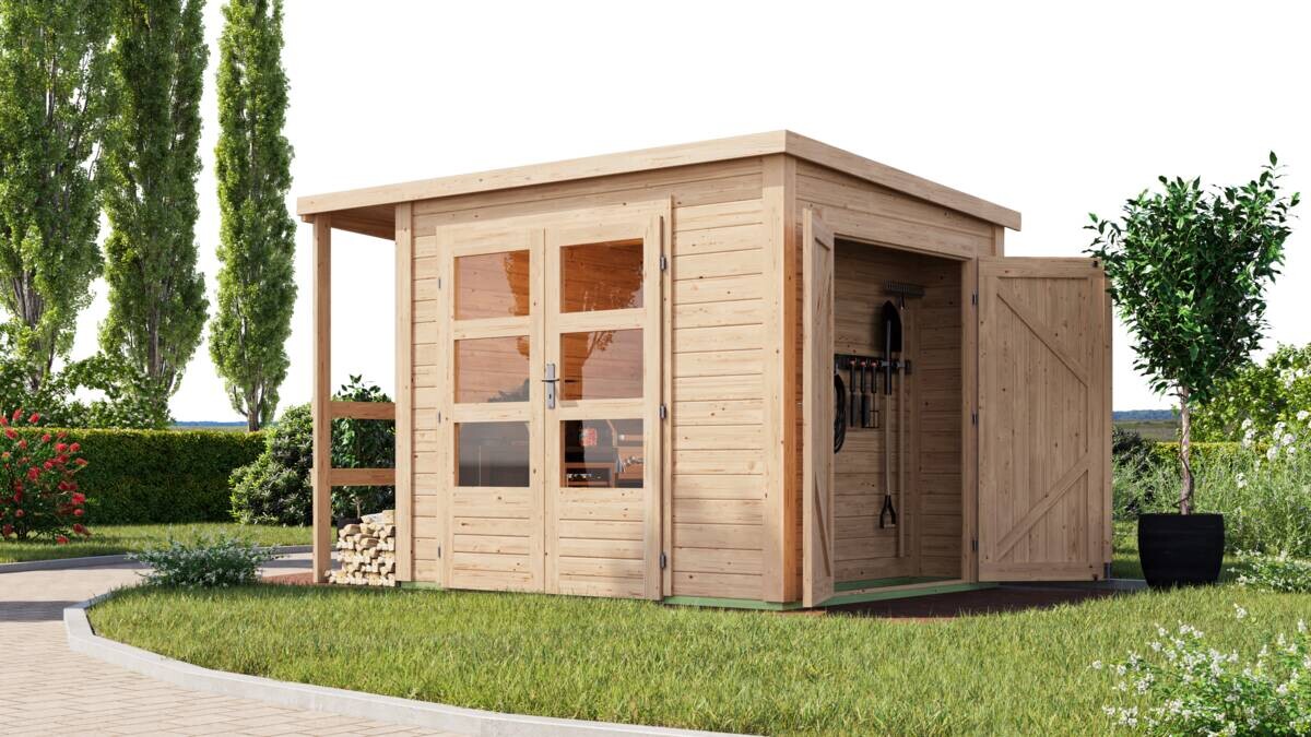 Karibu Gartenhaus Fabi natur B/H/L: ca. 204x230x244 cm