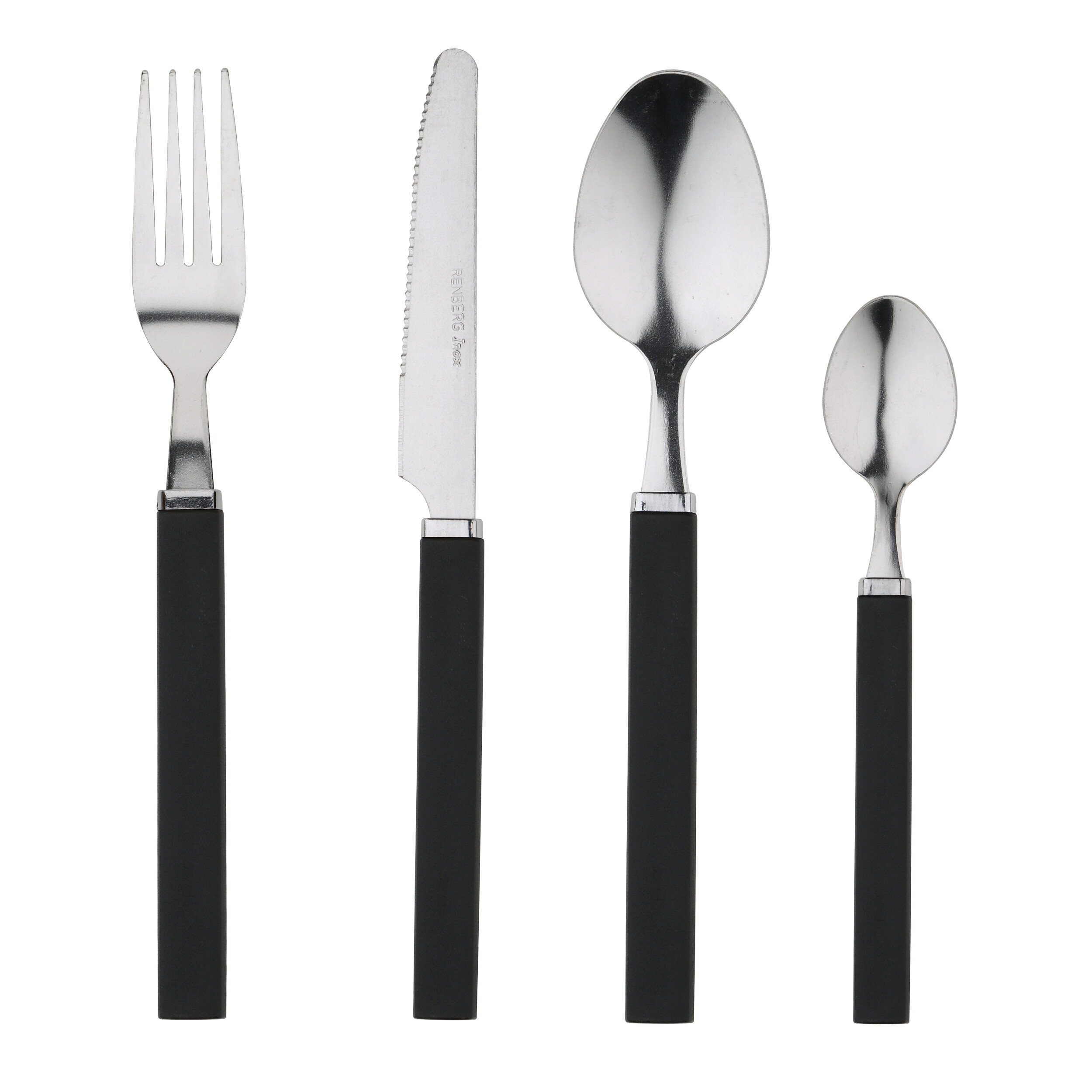 RENBERG Besteckset FUNNY BLACK schwarz Edelstahl 24 tlg.