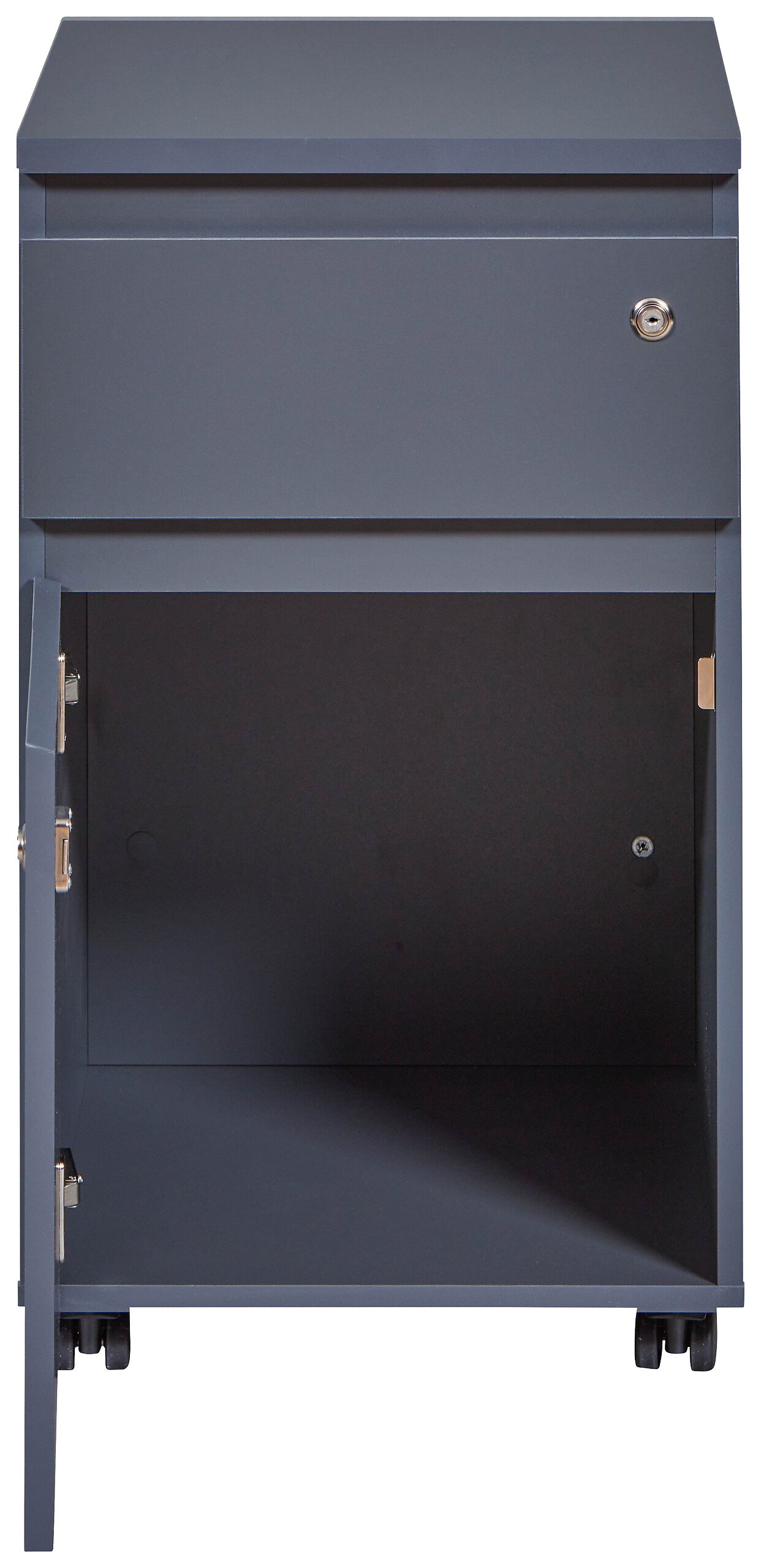 Rollcontainer FILE GUARD anthrazit beschichtet Nachbildung Holz B/H/L: ca. 51,3x76,9x44 cm