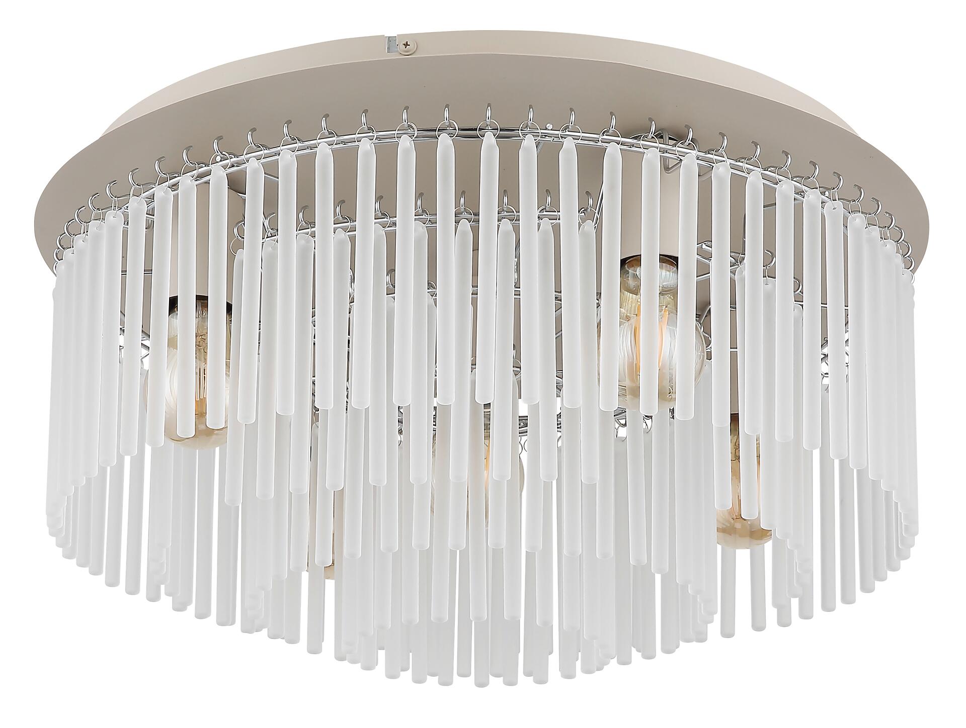 GLOBO Deckenleuchte Chrom sand Glas Metall H/D: ca. 25x50 cm E27 5 Brennstellen