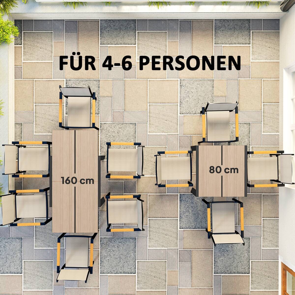 Outsunny Gartentisch Holzoptik Aluminium B/H/L: ca. 80x75x160 cm