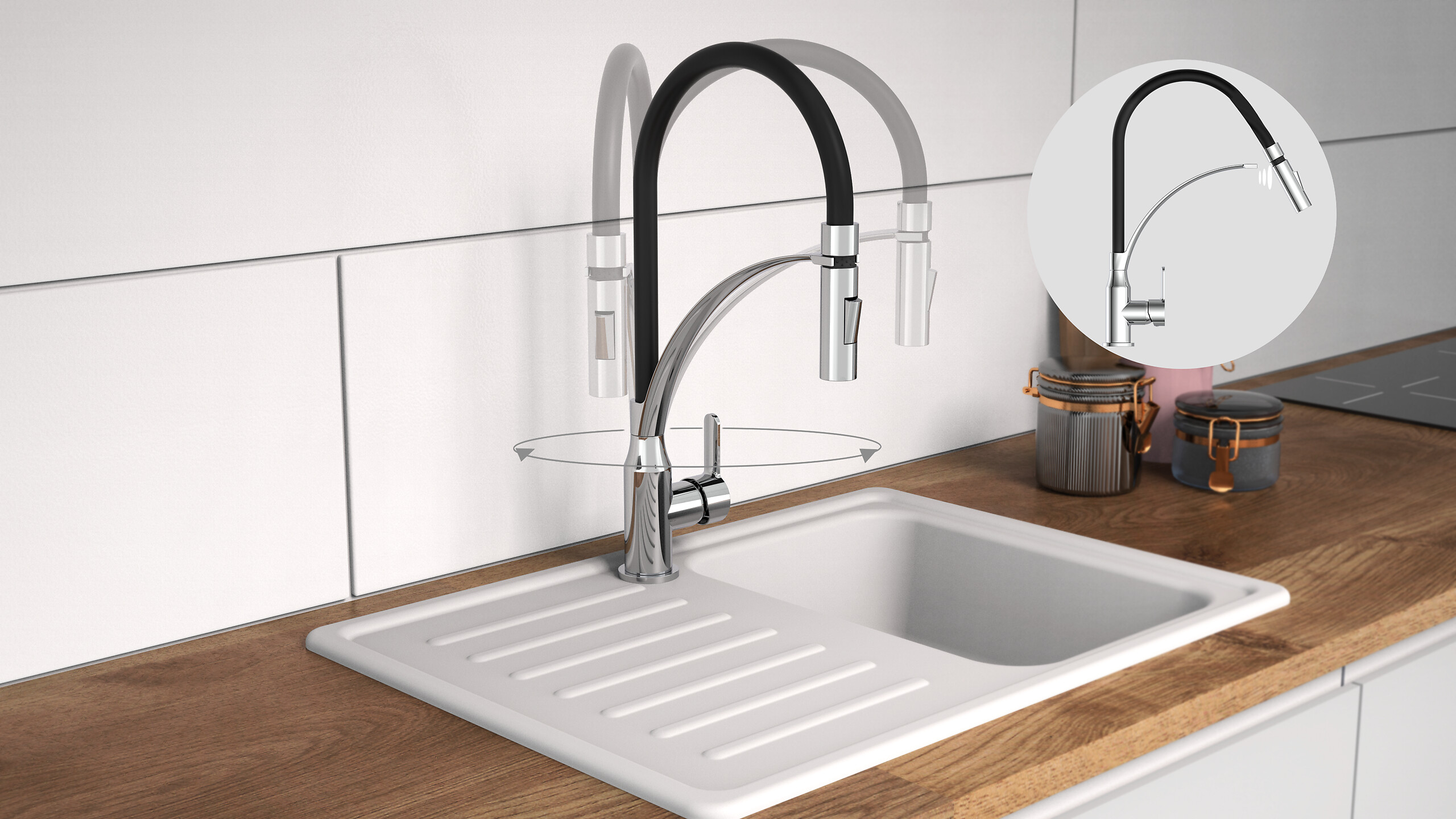 Spültisch-Armatur Carneo schwarz