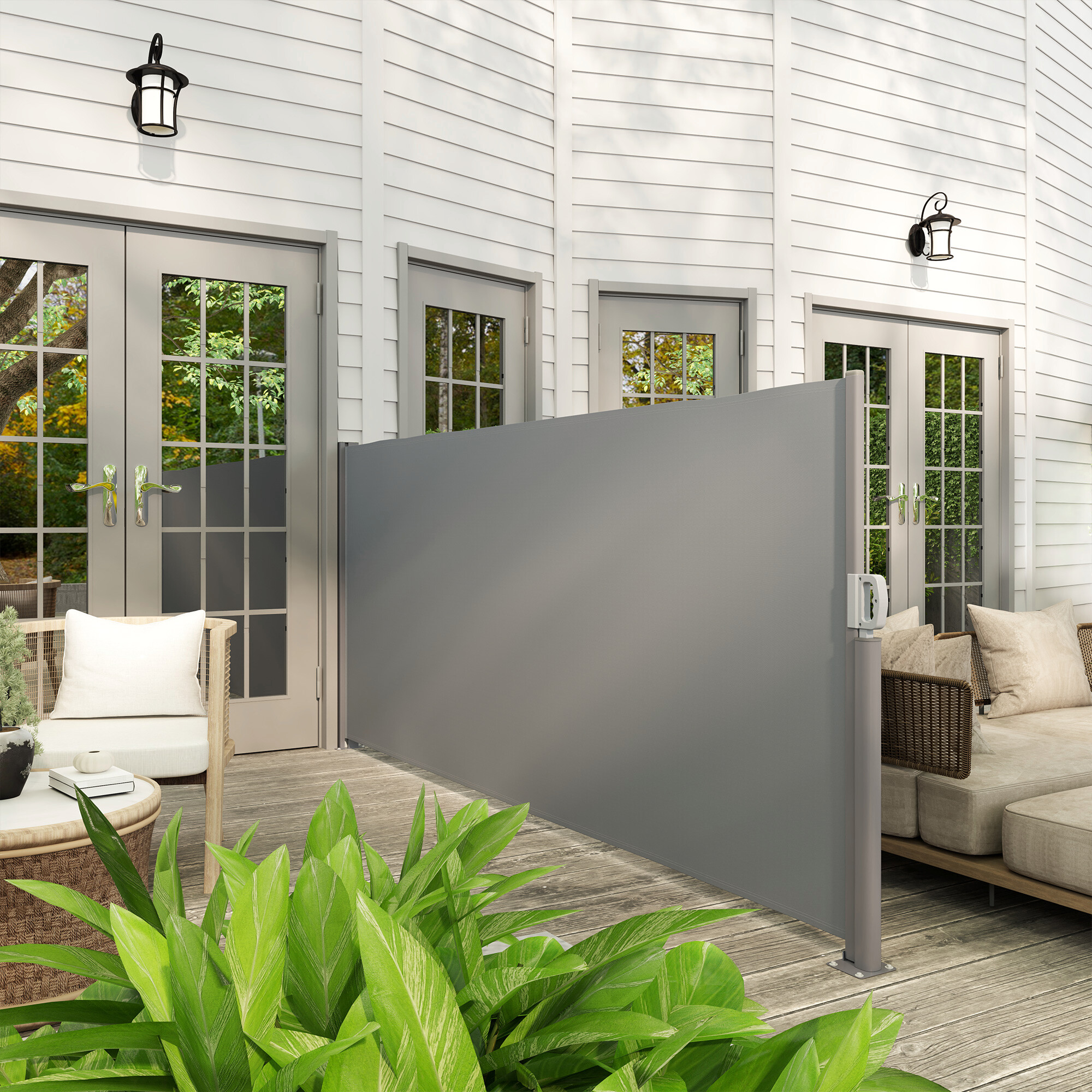 Outsunny Seitenmarkise dunkelgrau Polyester B/H/L: ca. 1x140x300 cm