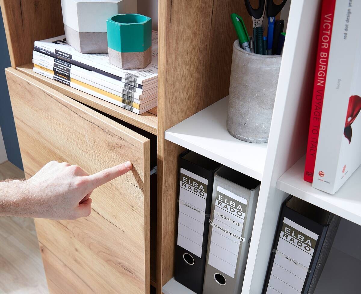 Aktenschrank 4196-513 weiß Eiche Navarra Nachbildung B/H/T: ca. 85x197x40 cm