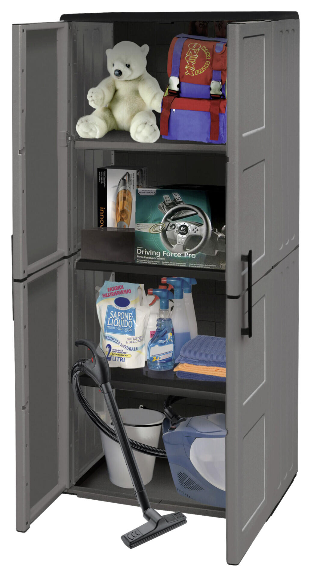 ArtPlast Kunststoffschrank Free hoch grau Kunststoff B/H/T: ca. 68x163x37 cm