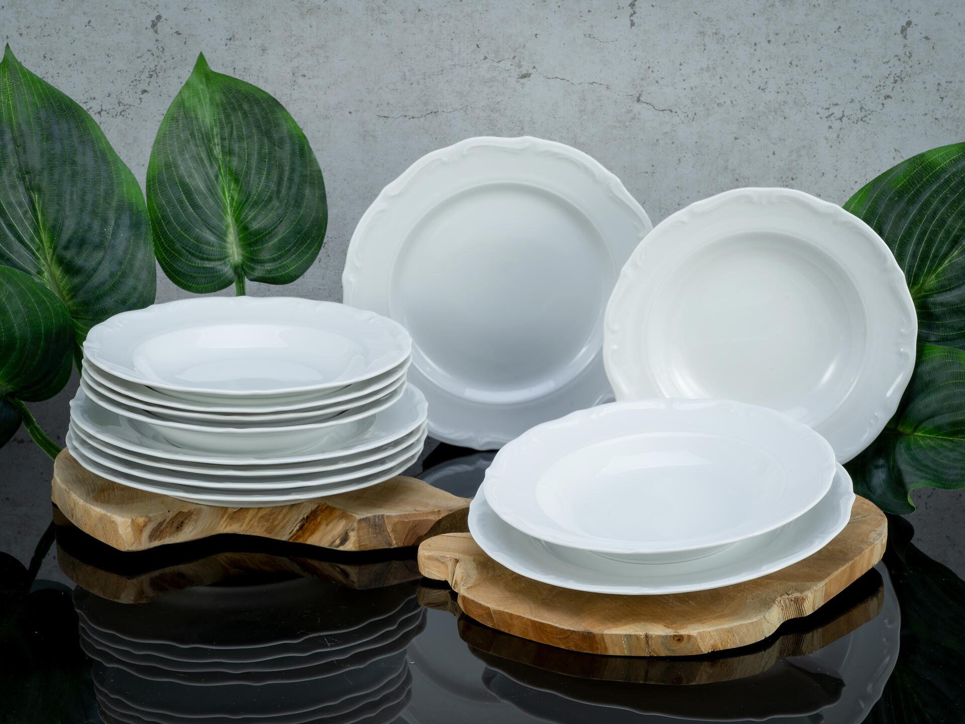 CreaTable Tafelservice Maria Theresia weiß Porzellan 12 tlg.