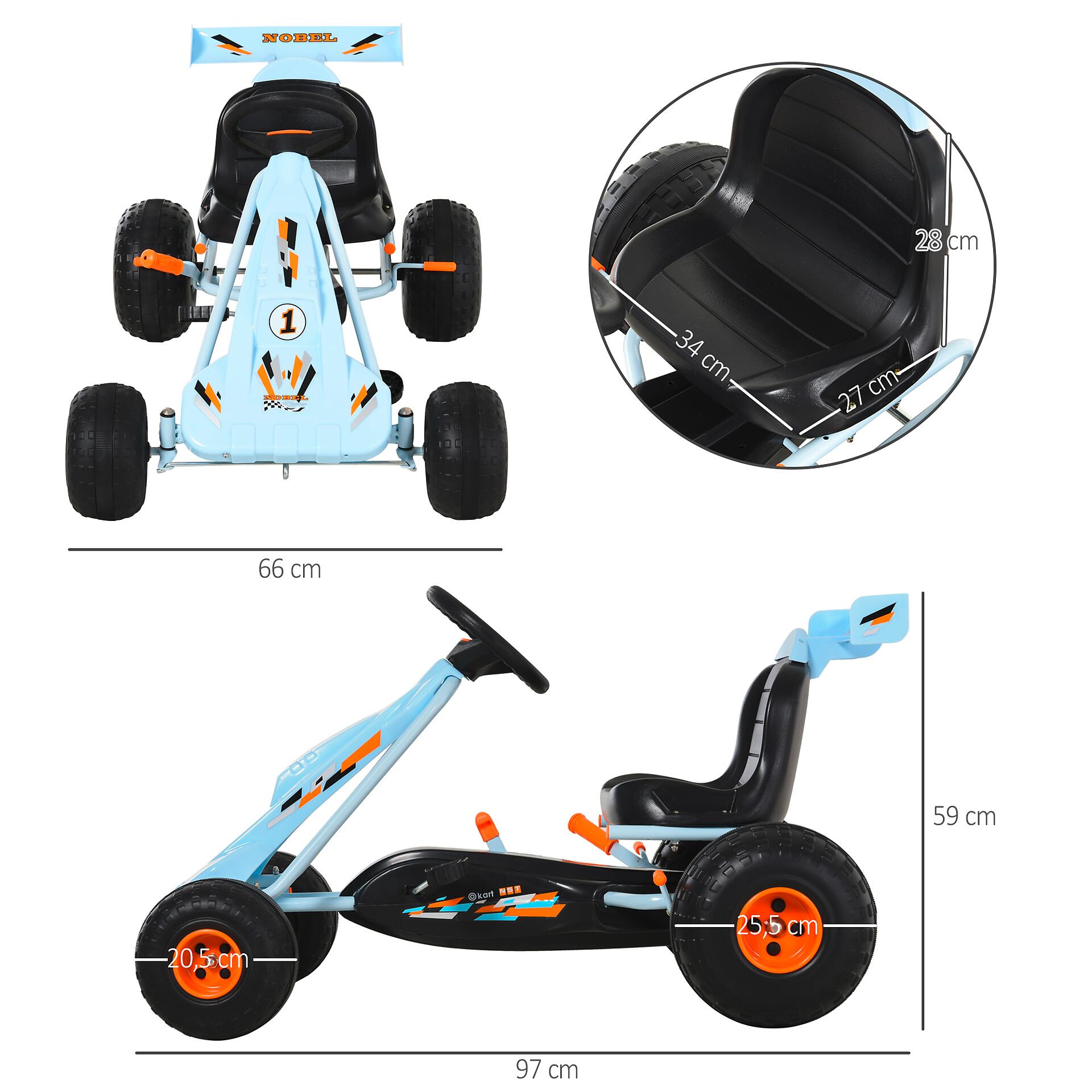 HOMCOM Kinder-Go-Kart hellblau B/H/L: ca. 66x59x97 cm