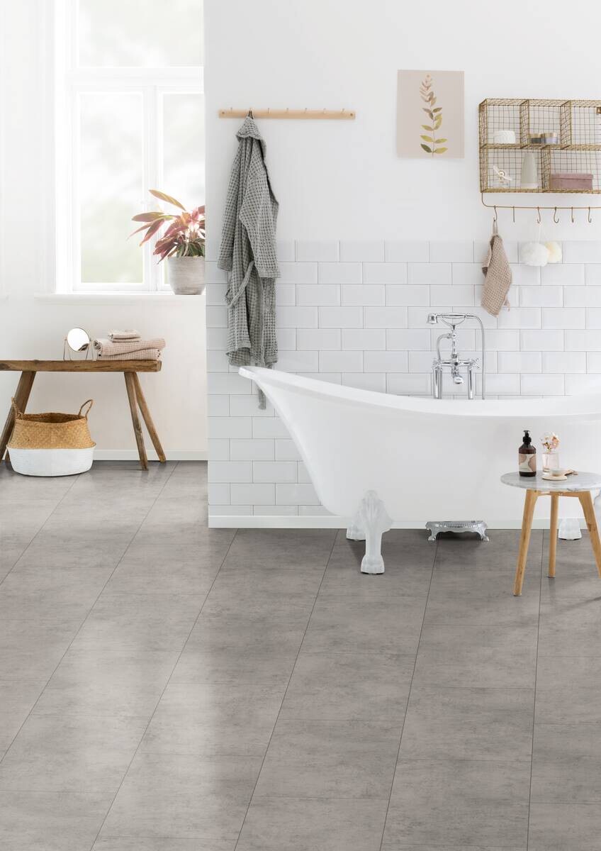 Laminatboden Fliese grau ca. 2,5349m² im Paket B/L: ca. 34x130,5 cm pro Paket