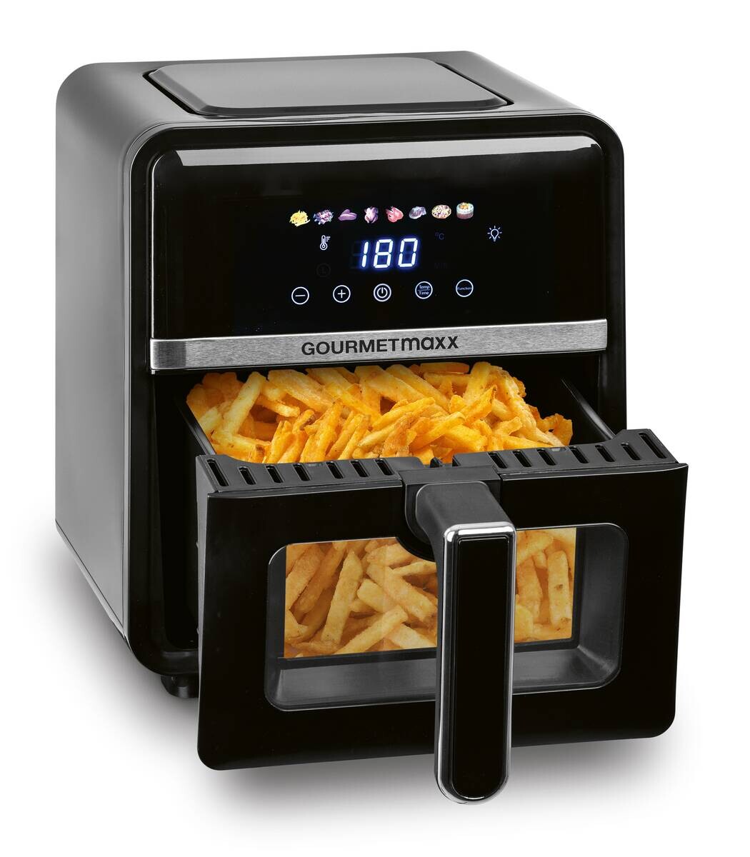 GOURMETmaxx Heißluftfritteuse 16539 schwarz Edelstahl B/H/L: ca. 25x30x36,5 cm ca. 5 l