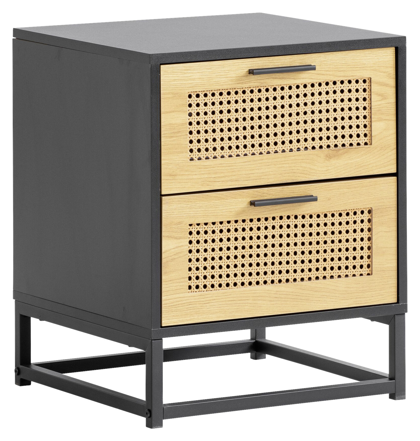 Nachtkonsole schwarz Eiche Optik B/H/T: ca. 45x55x45 cm