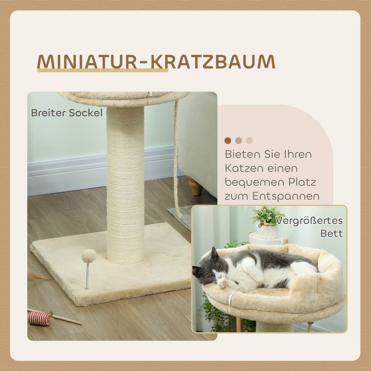PawHut Kratzbaum beige Plüsch B/H/L: ca. 55x83x55 cm