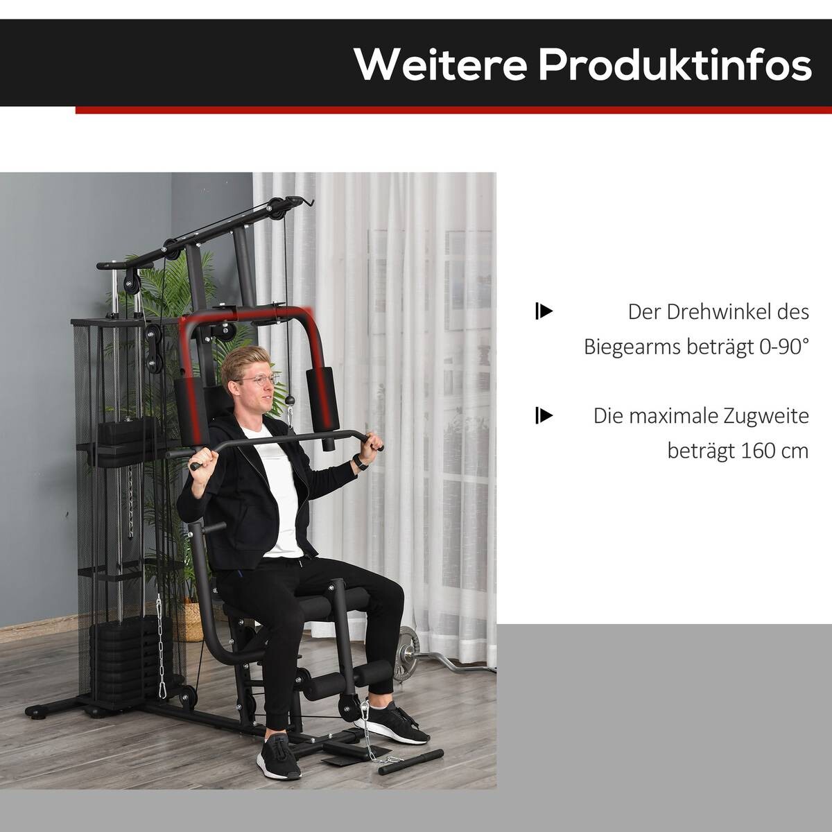 HOMCOM Kraftstation schwarz Metall B/H/L: ca. 110x210x150 cm