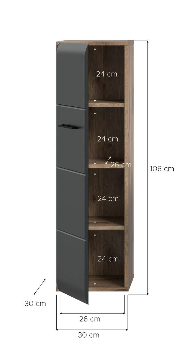 Stauraumelement Ice Nox Oak Nachbildung schwarz matt B/H/T: ca. 30x106x30 cm