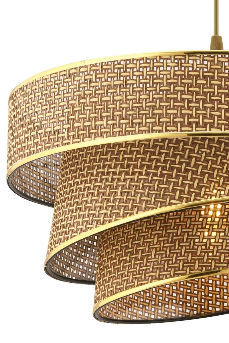 Opviq Pendelleuchte Couper beige gold Metall Baumwolle B/H/L: ca. 40x72x40 cm E27 1 Brennstellen