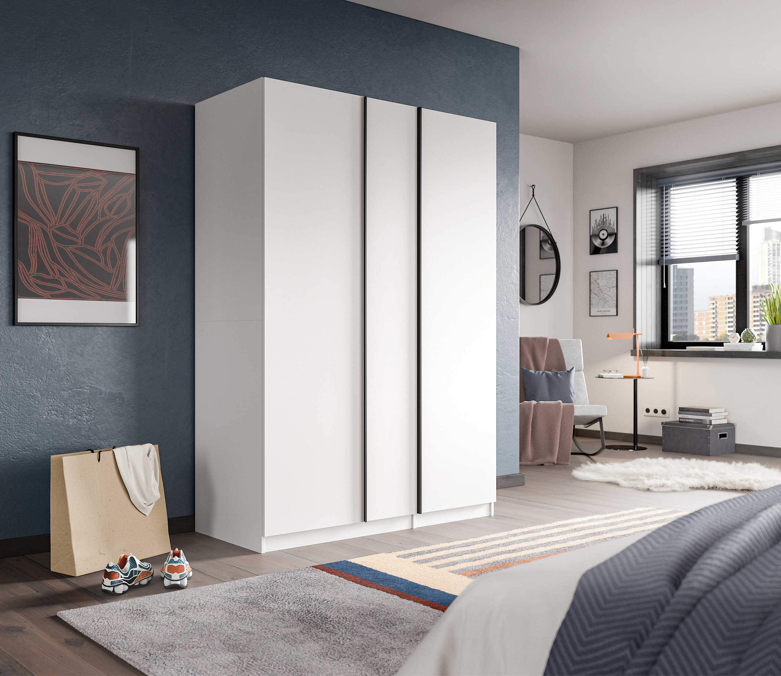 Kleiderschrank OAKLAND weiß B/H/T: ca. 130x183x53 cm