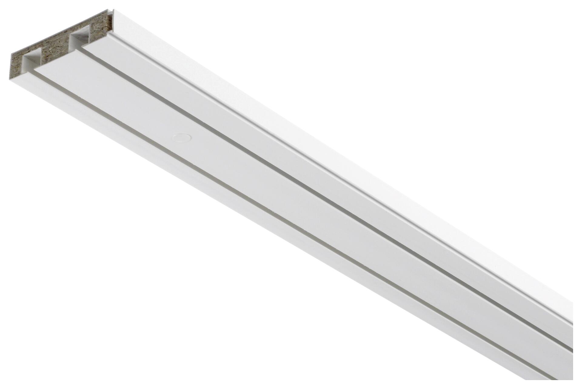 Boviva Gardinenschiene mit Holzkern weiß Holz L: ca. 150 cm 2.0 Läufe