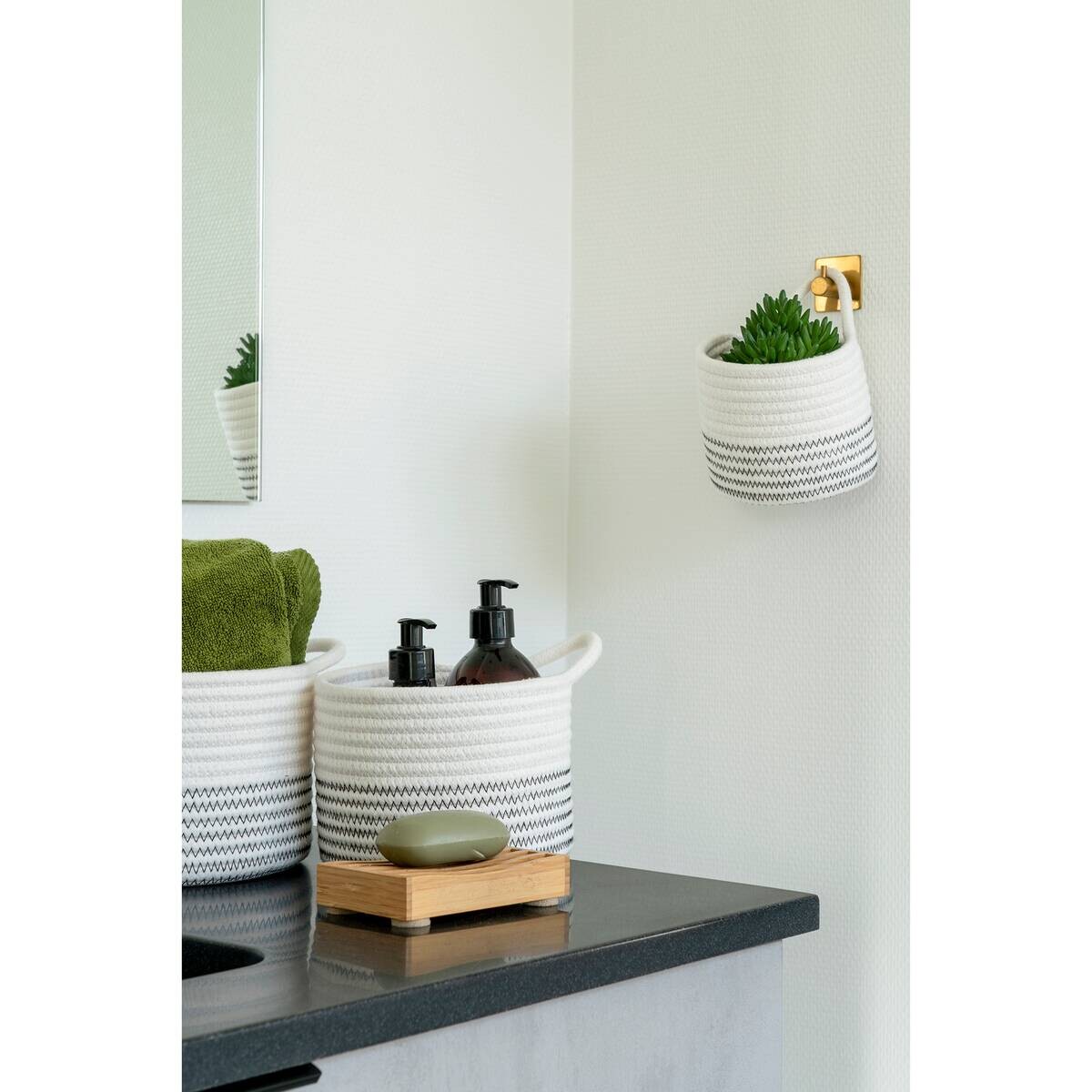 Aufbewahrungskorb 3er Set Algar weiß Baumwolle