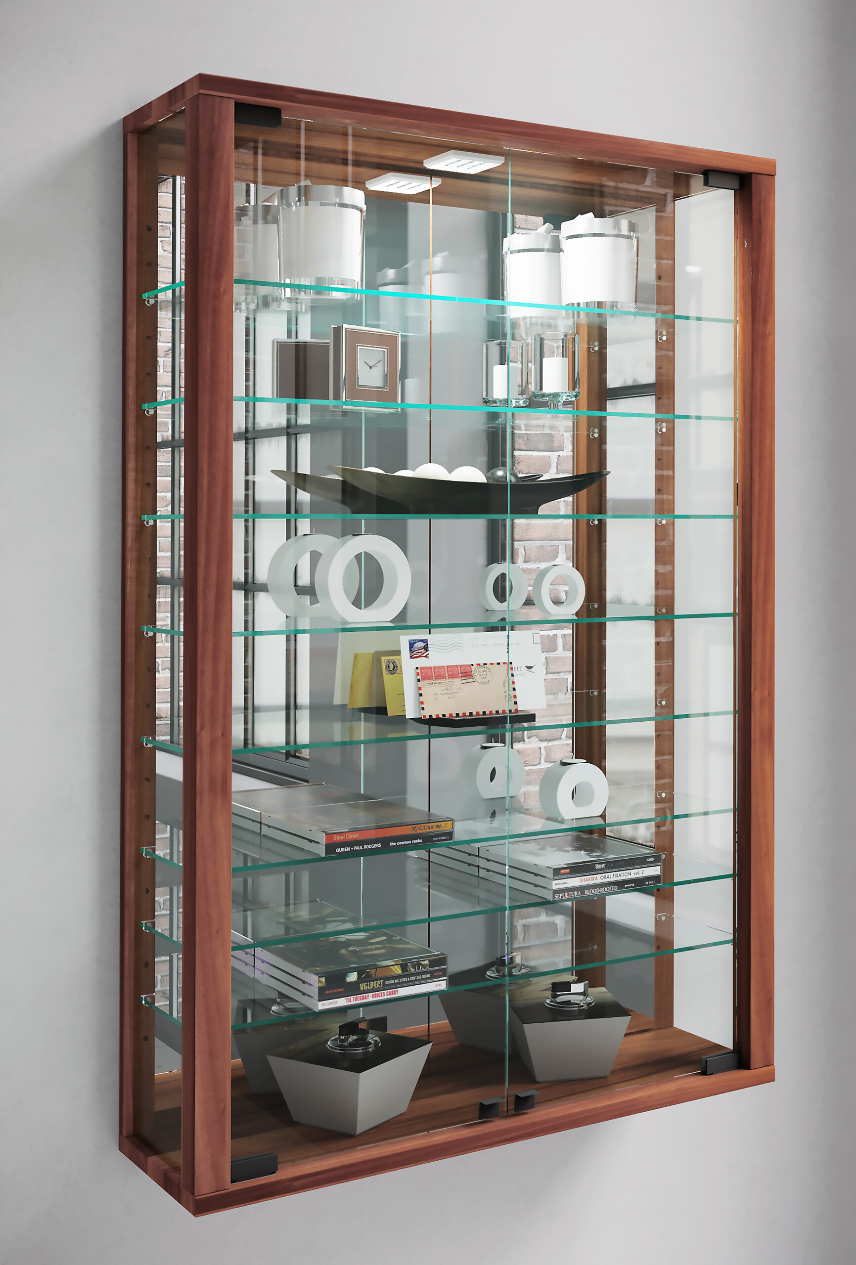 Vitrine Vitrosa nussbaum Nachbildung Holzwerkstoff Glas B/H/T: ca. 59x91x18 cm