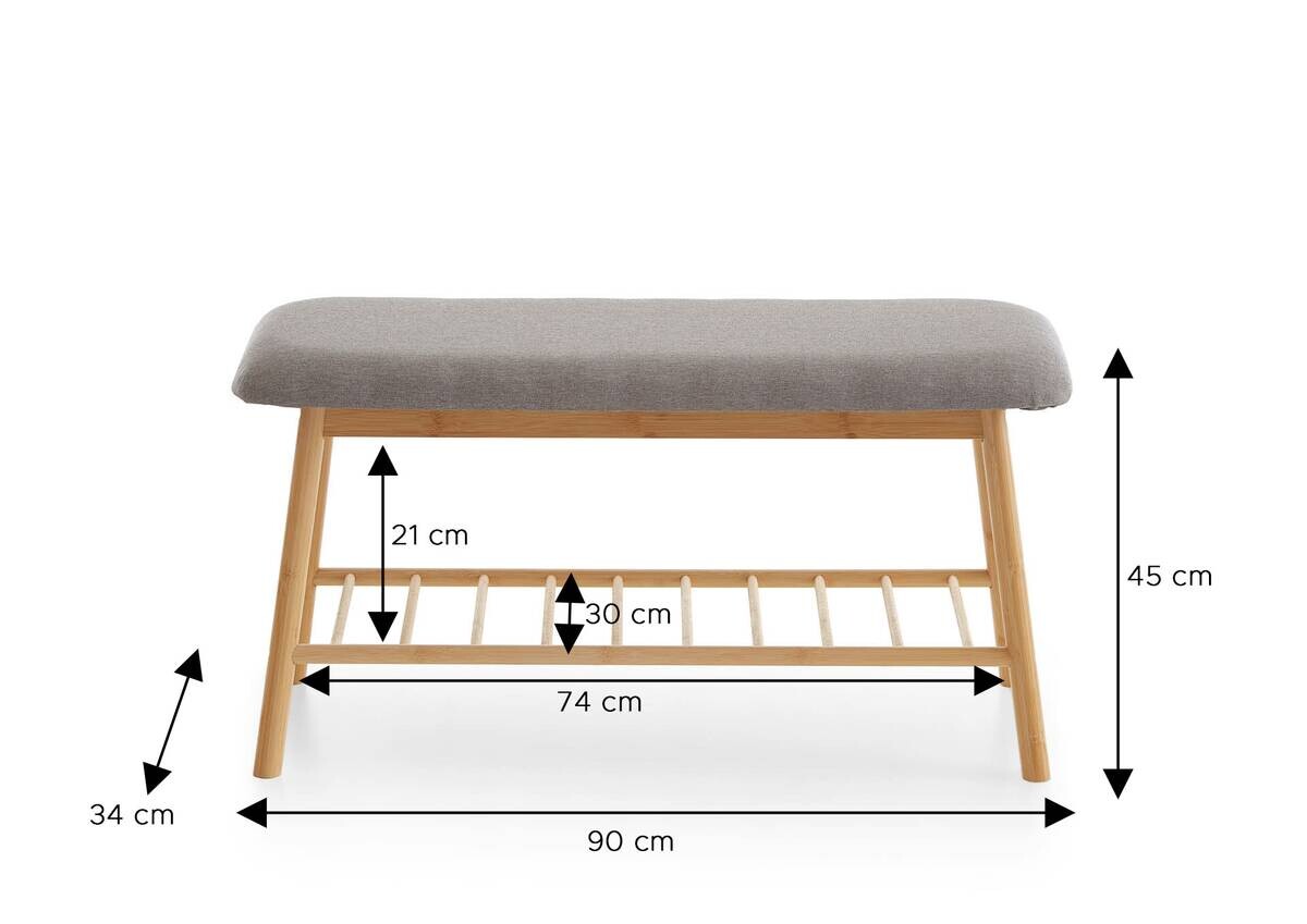 Sitzbank natur grau B/H/T: ca. 90x45x34 cm