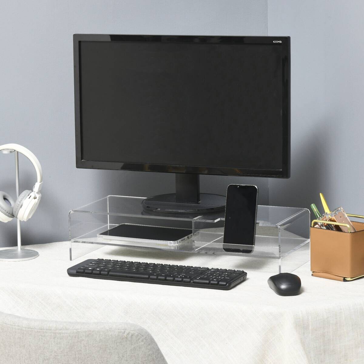 HOMCOM Monitorständer transparent