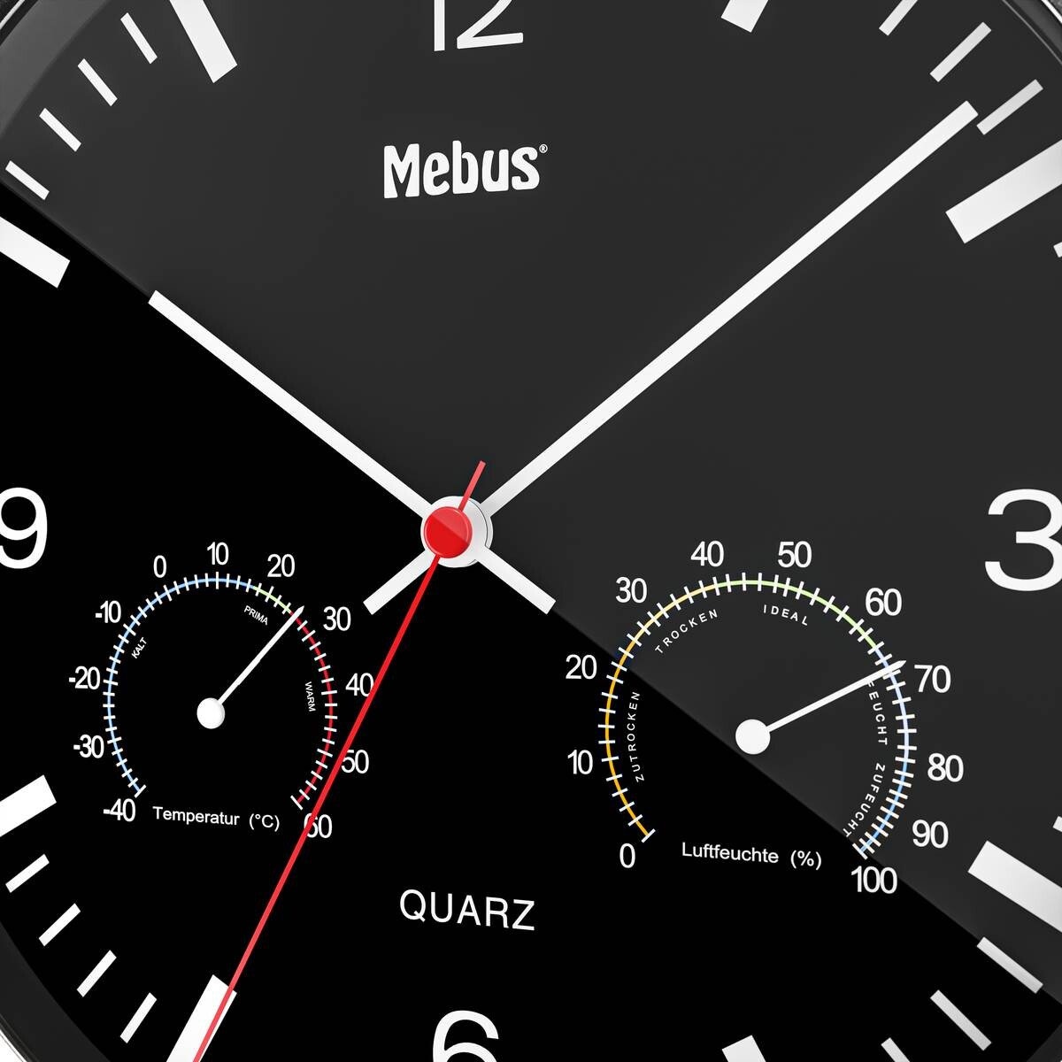 Mebus Wanduhr schwarz D: ca. 25 cm