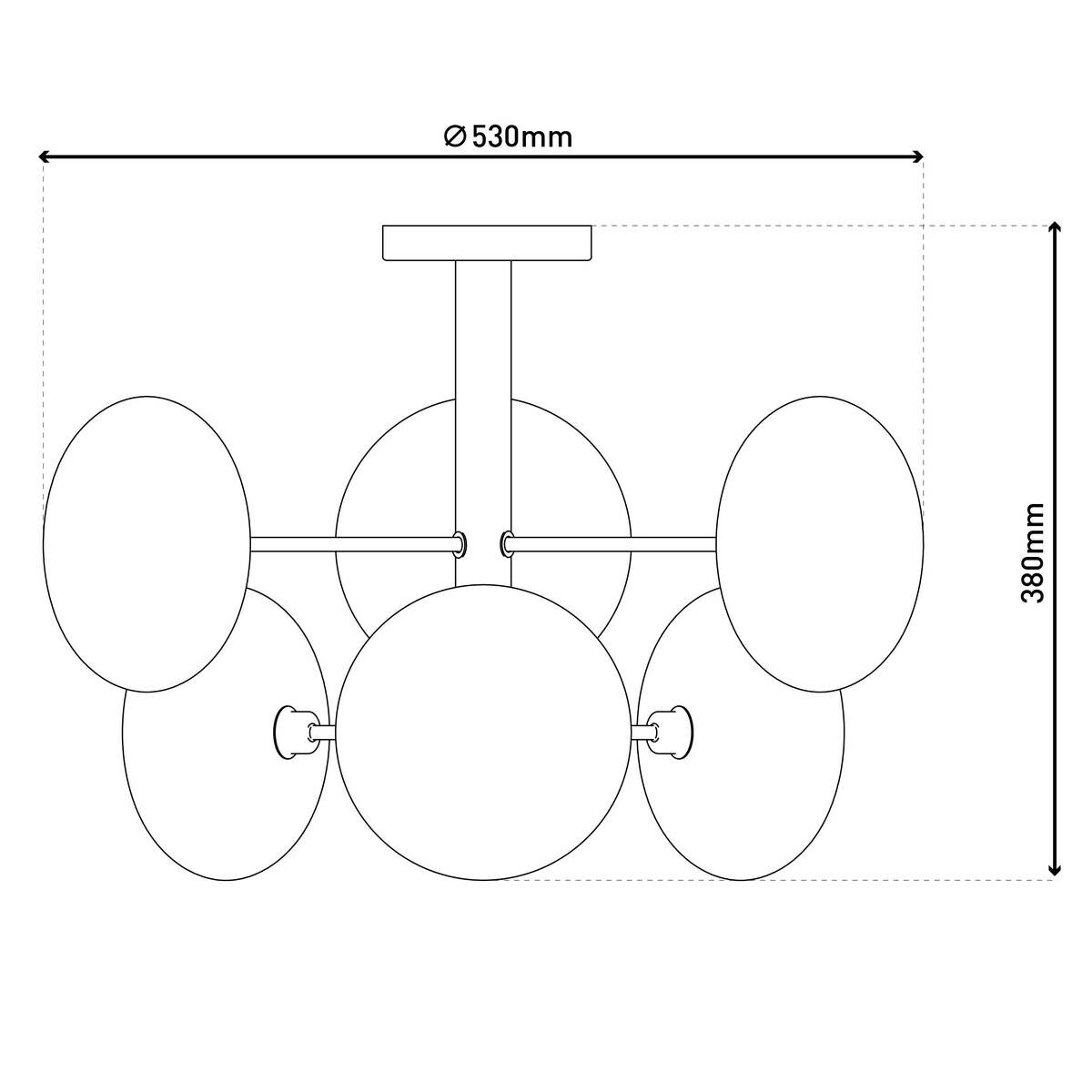 Näve Leuchten Deckenleuchte 1388397 Chrom Glas Metall B/H/T: ca. 53x38x53 cm G9 6 Brennstellen