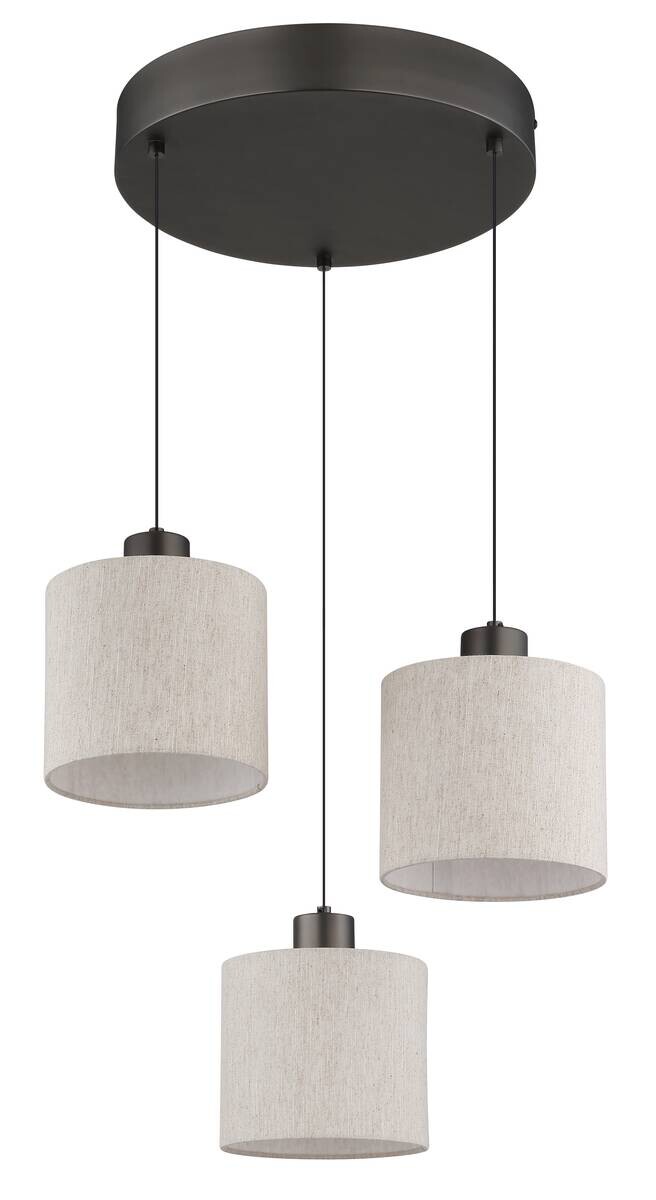 GLOBO Pendelleuchte creme schwarz Metall Leinen H/D: ca. 180x49 cm 1.0 Brennstellen