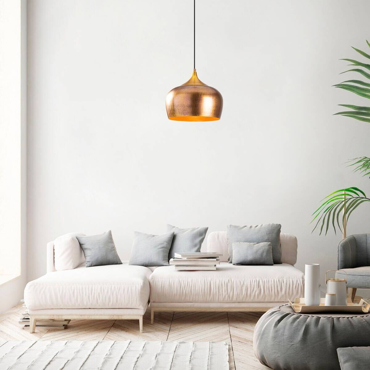 Opviq Pendelleuchte Berceste gold Metall B/H/T/L/D: ca. 30x123x30x30x30 cm E27 1 Brennstellen