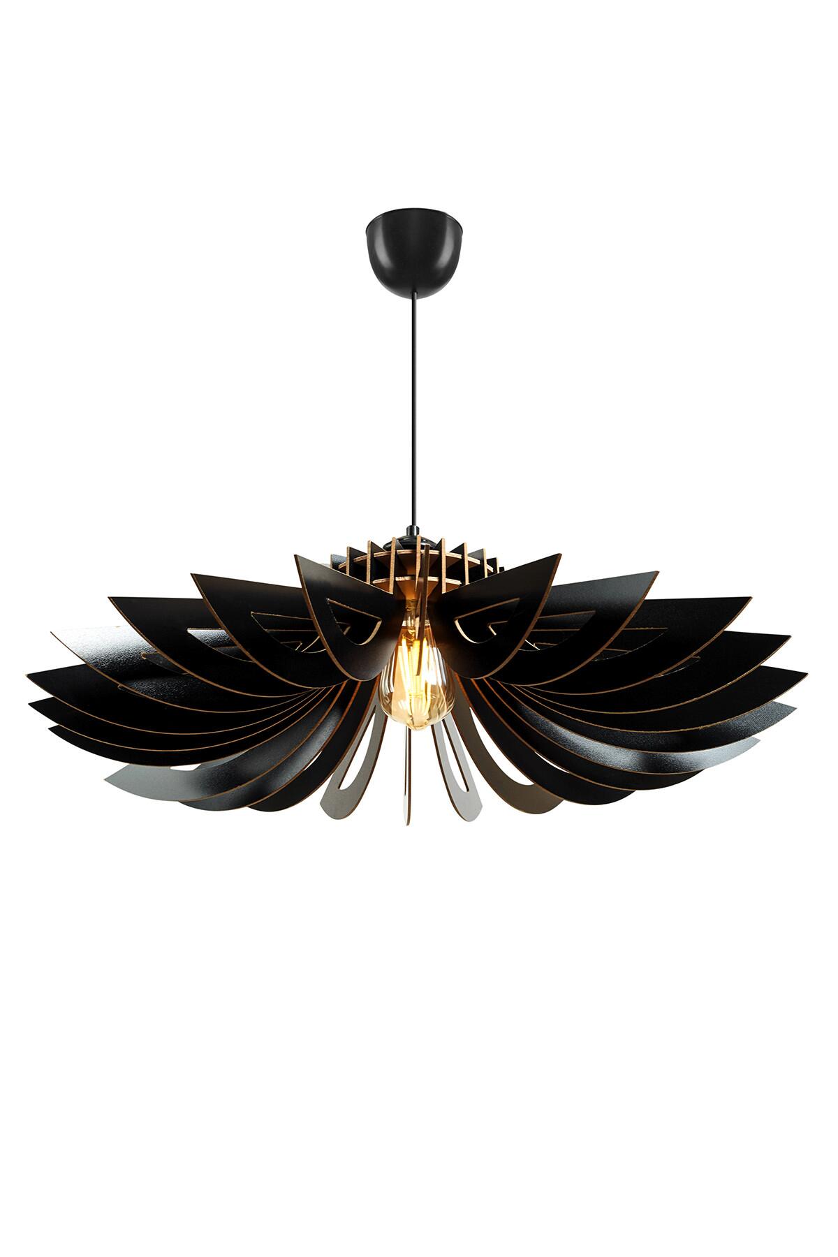 Opviq Pendelleuchte schwarz MDF B/H/T/L/D: ca. 68x50x68x68x68 cm E27 1 Brennstellen