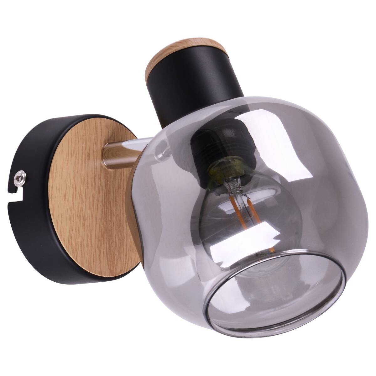 Näve Leuchten Wandleuchte schwarz Glas Metall B/H/T: ca. 14x16x10 cm