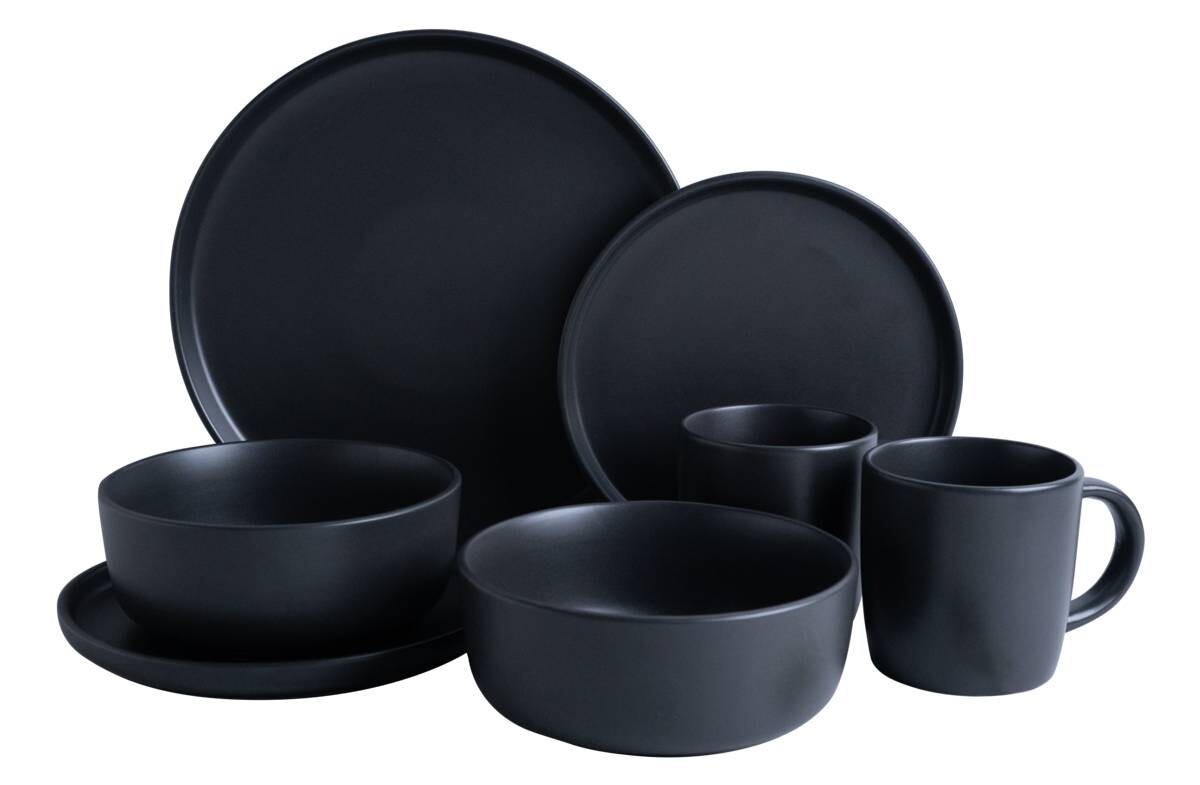 Kevoli  home Kombiservice mattschwarz Steingut 16 tlg.