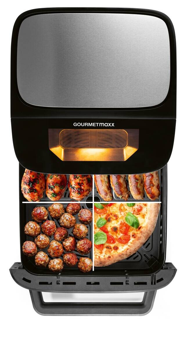 GOURMETmaxx Heißluftfritteuse XXL schwarz Edelstahl B/H/L: ca. 41x24x32,5 cm ca. 7 l