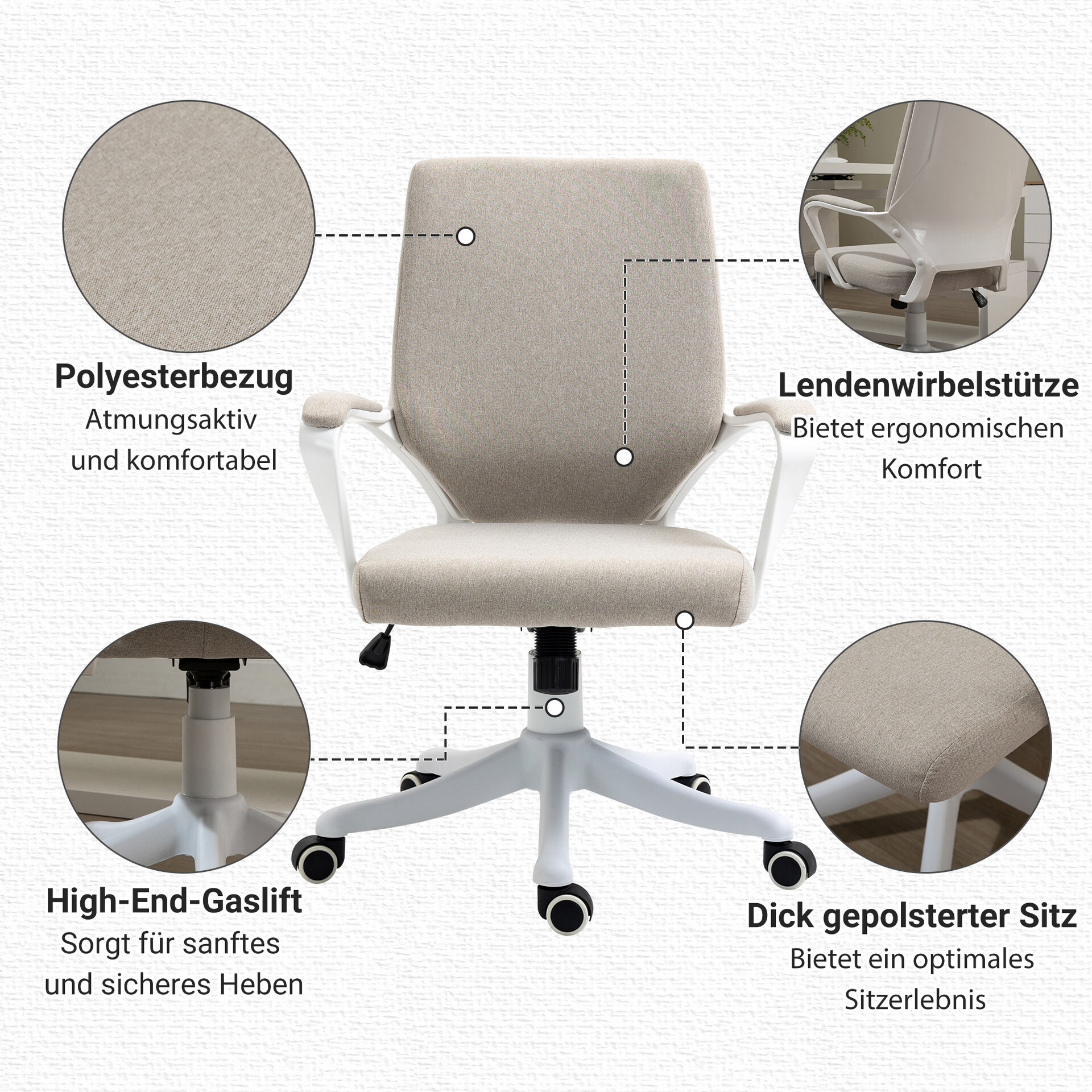 Drehstuhl 921-536BG beige weiß