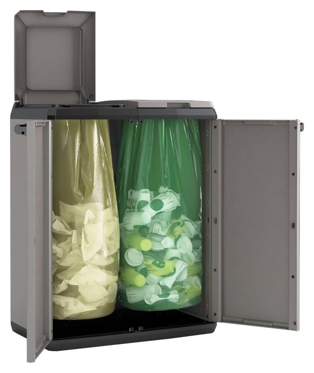 Keter Recyclingschrank Split Basic grau Kunststoff B/H/T: ca. 68x85x39 cm