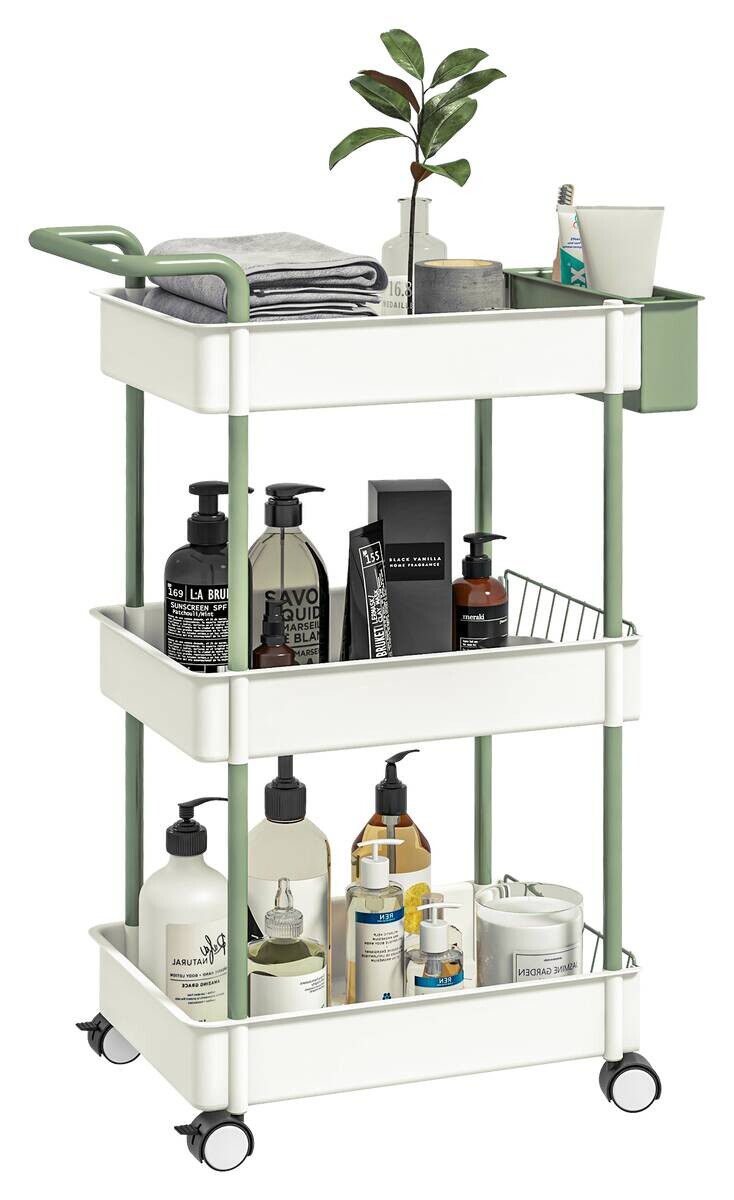 HOMCOM Küchenwagen weiß Polypropylen B/H/L: ca. 29,4x50x77 cm