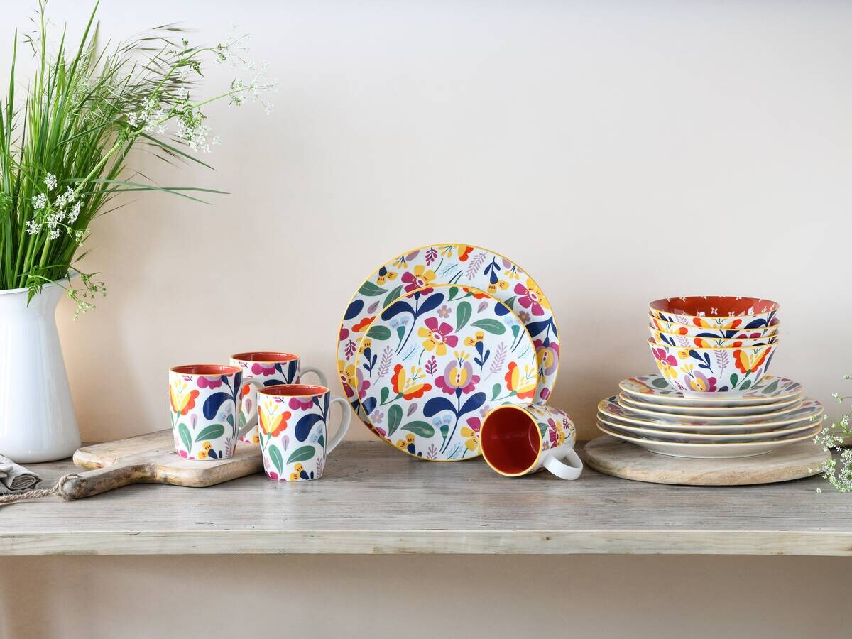 CreaTable Kombiservice Folklore bunt Steinzeug 16 tlg.
