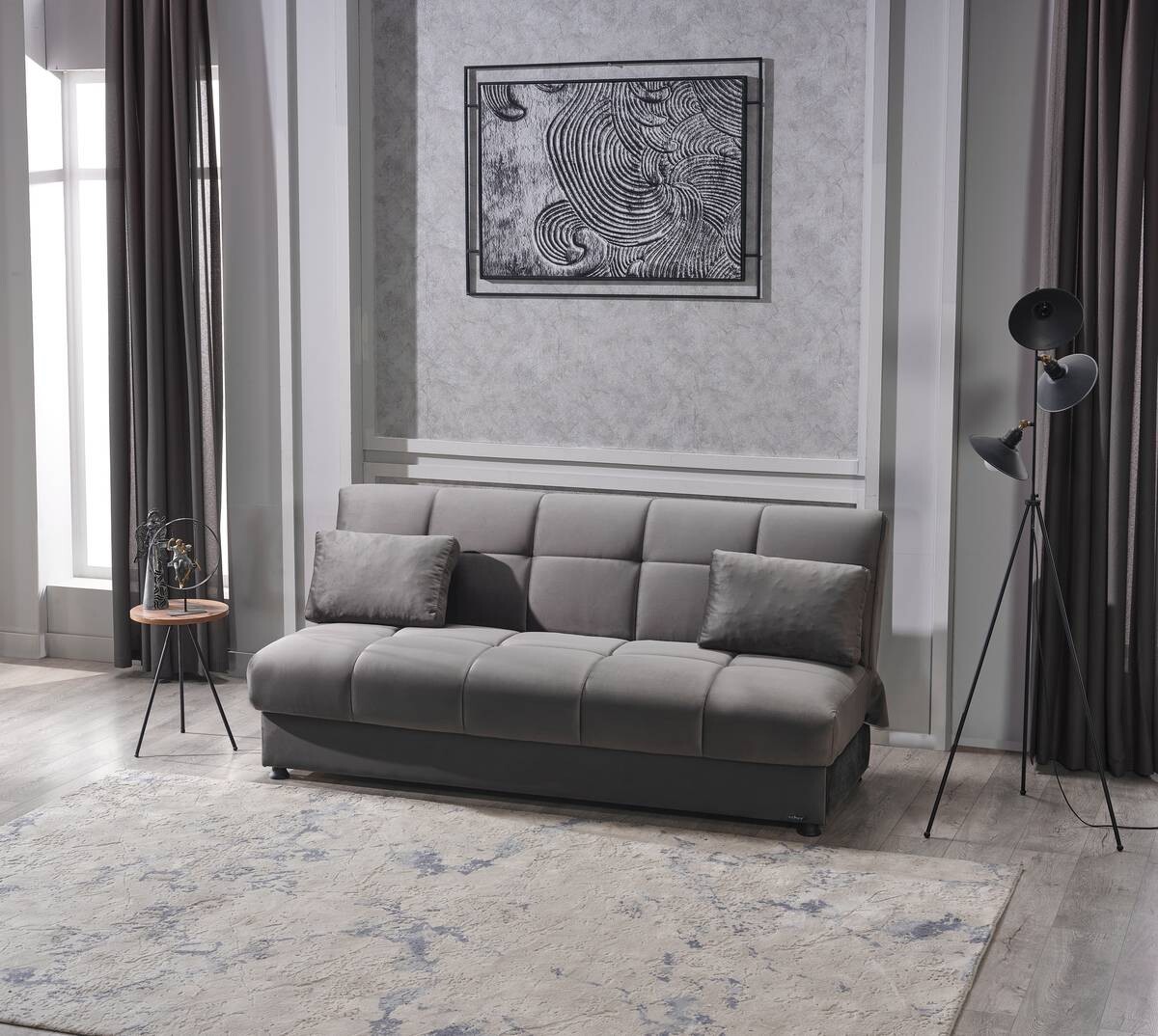 Schlafsofa Alonso grau Microfaser B/H/T: ca. 196x89x83 cm