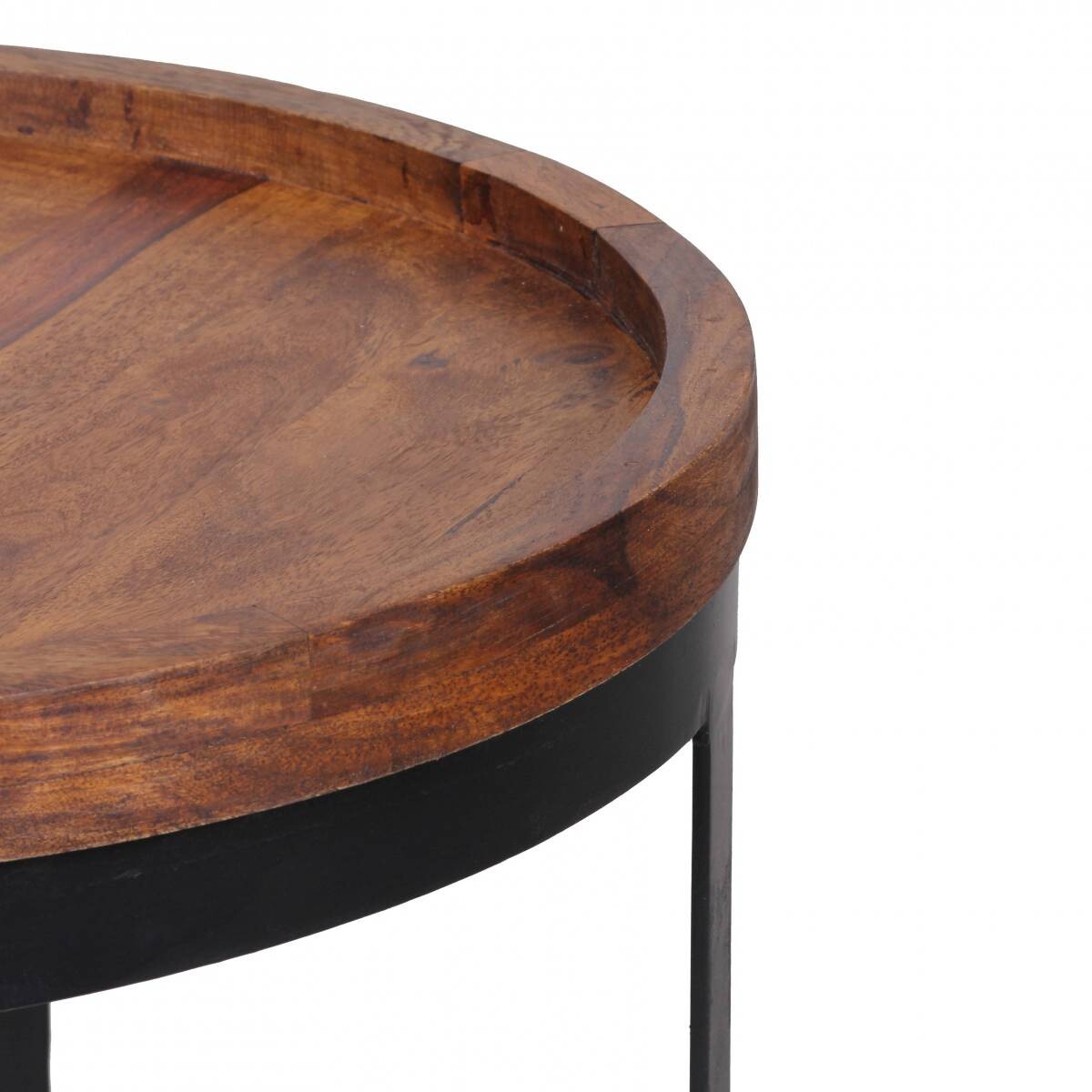 Beistelltisch natur schwarz Akazie Metall