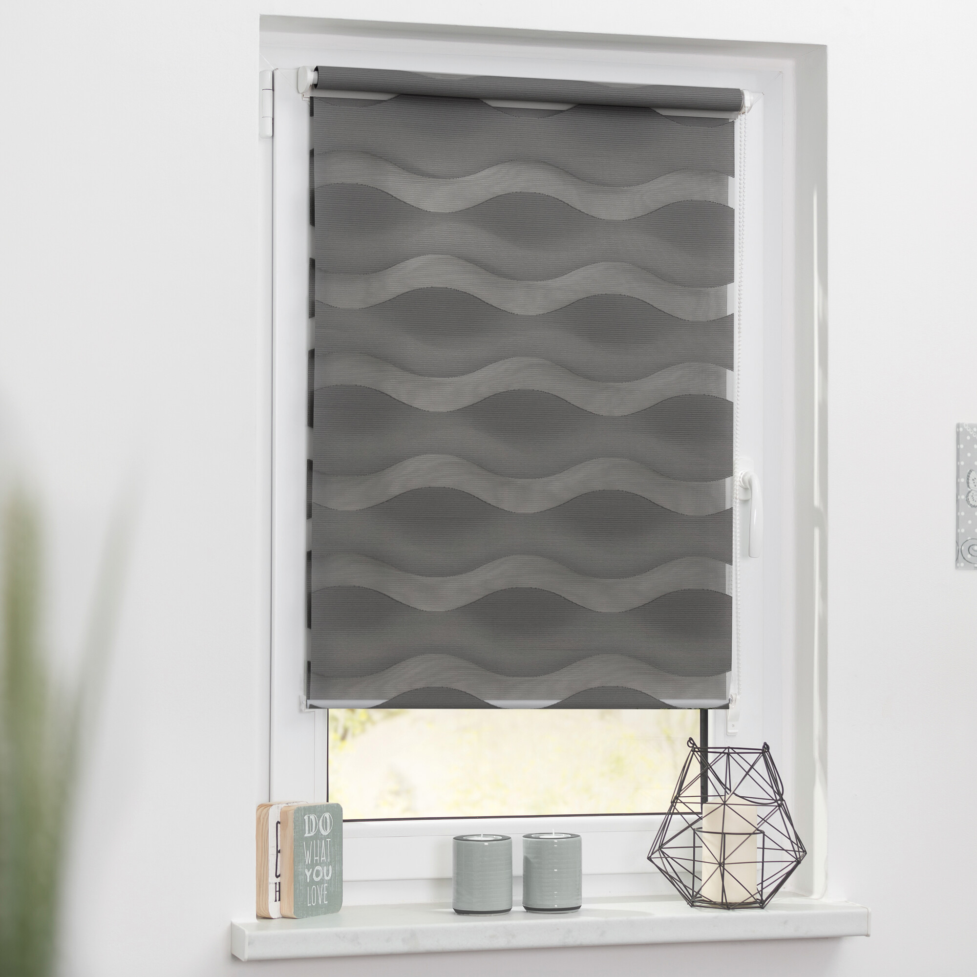 LICHTBLICK Doppelrollo Duo Welle anthrazit B/L: ca. 60x150 cm