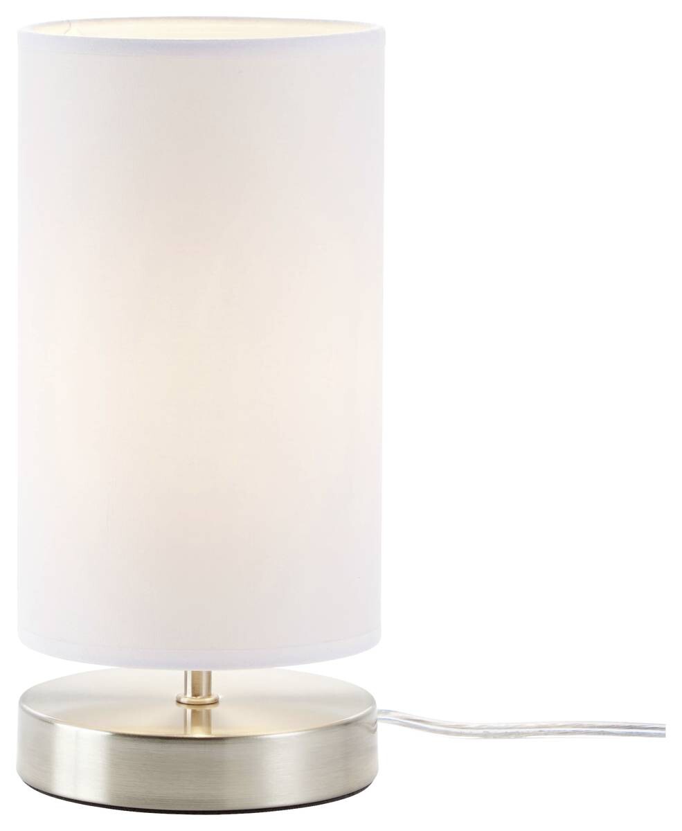 Brilliant Tischleuchte Claire weiß nickel matt Textil Metall H/D: ca. 25x12 cm E14 1 Brennstellen
