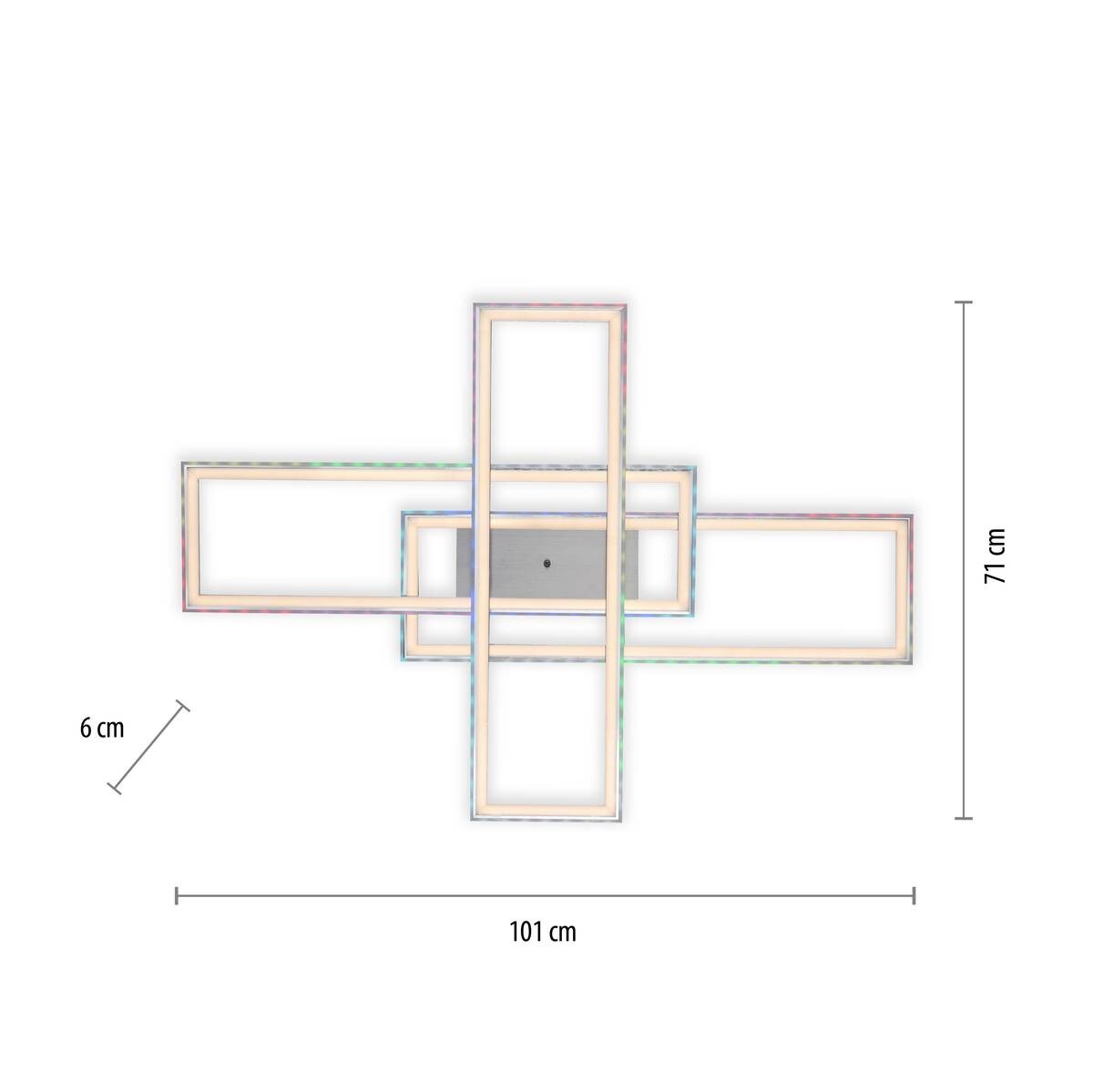 Just Light LED-Deckenleuchte FELIX60 14637-55 stahlfarbig weiß Kunststoff Stahl B/H/T: ca. 101x6,9x71 cm 2 Brennstellen