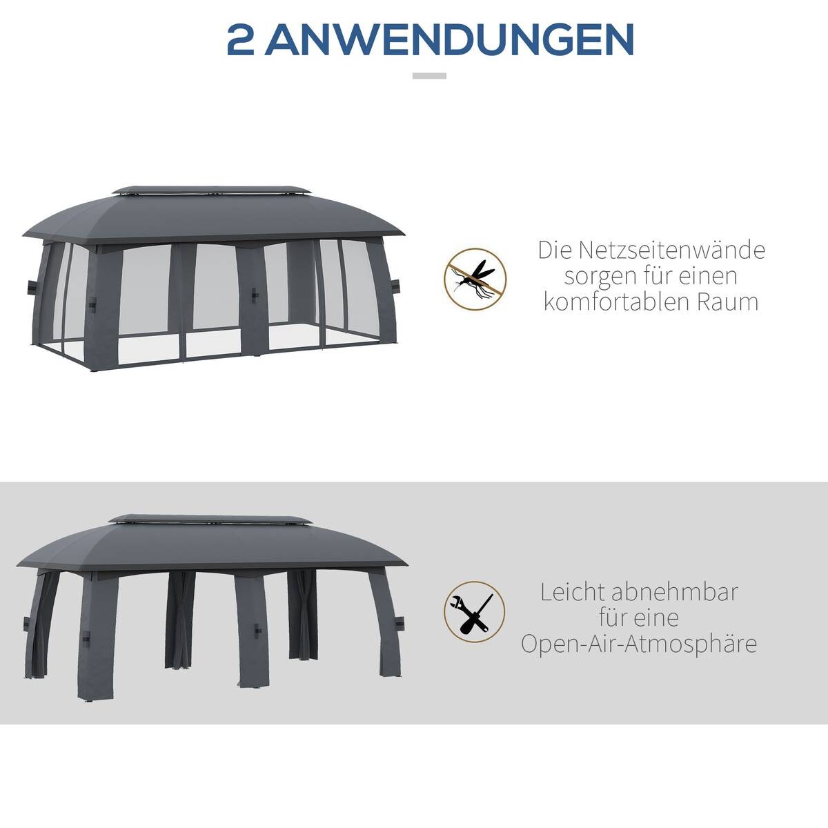 Outsunny Pavillon dunkelgrau Nylon B/H/L: ca. 600x278x300 cm