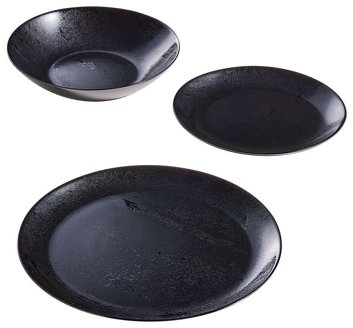 CreaTable Tafelservice Diana schwarz Glas 12 tlg.