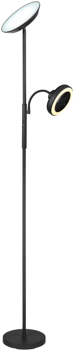 GLOBO Deckenfluter mattschwarz Chrom Metall Kunststoff B/H/T: ca. 25x178x33,7 cm