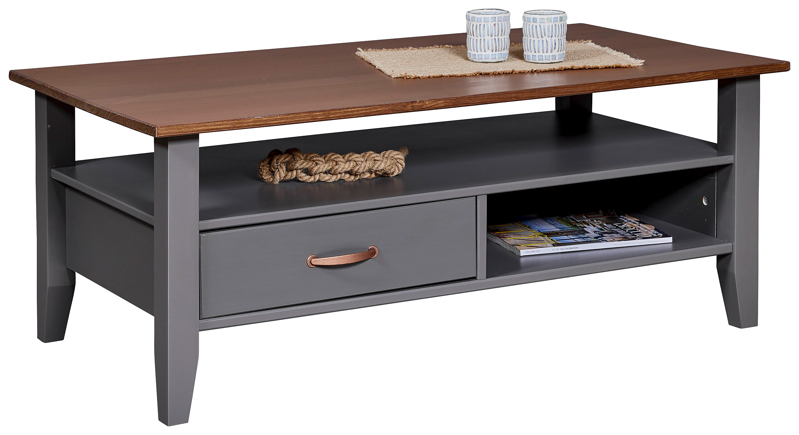 Inter Link Couchtisch LUZERNA grau Holz B/H/L: ca. 45x60x115 cm