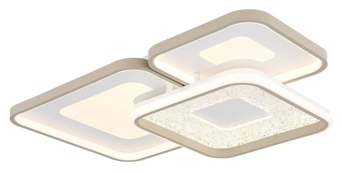 GLOBO LED-Deckenleuchte sand weiß Opal Metall Kunststoff B/H/L: ca. 45,5x10x65 cm 1 Brennstellen