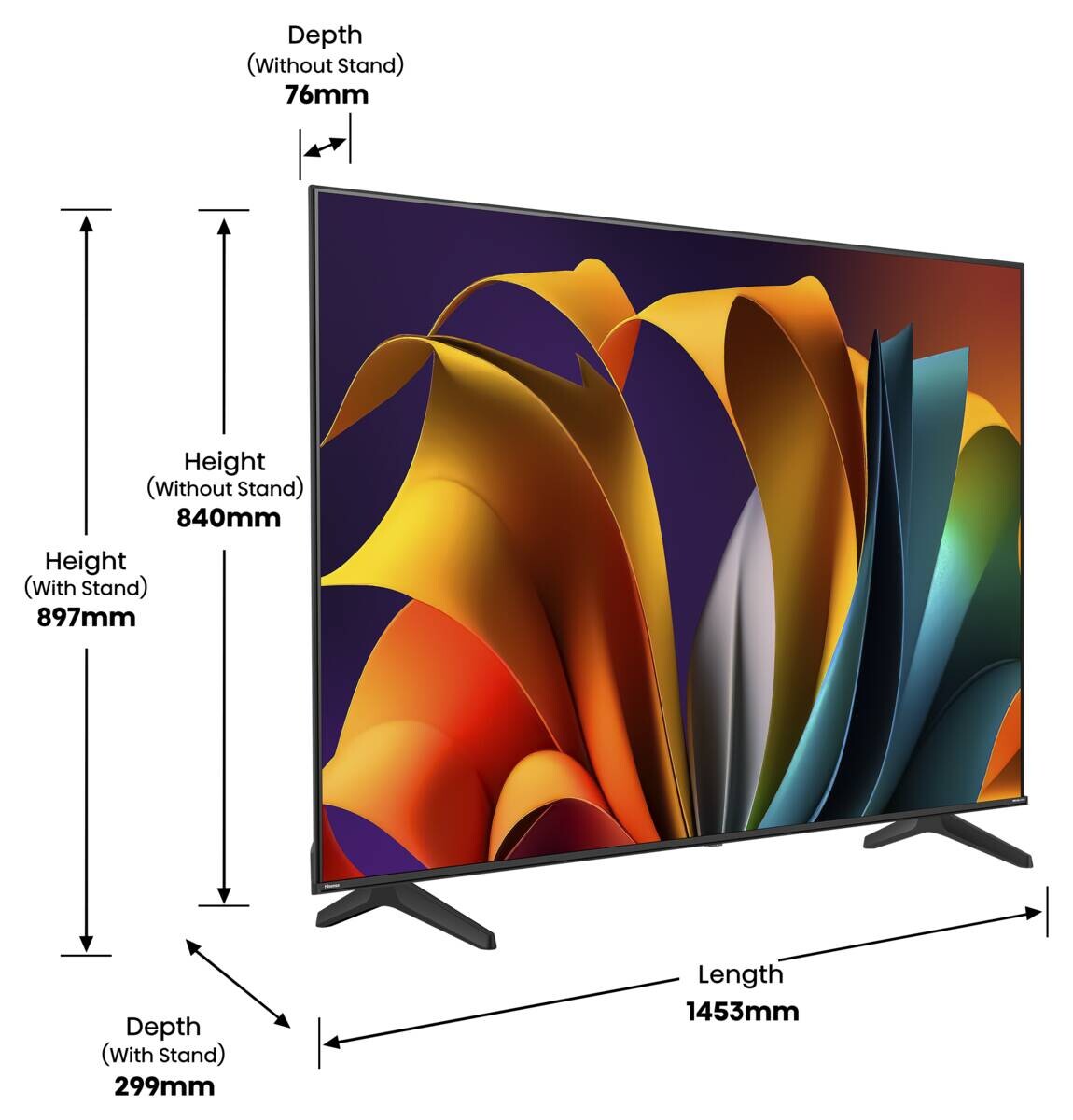Hisense LED-Fernseher 65A6N B/H: ca. 145x90 cm